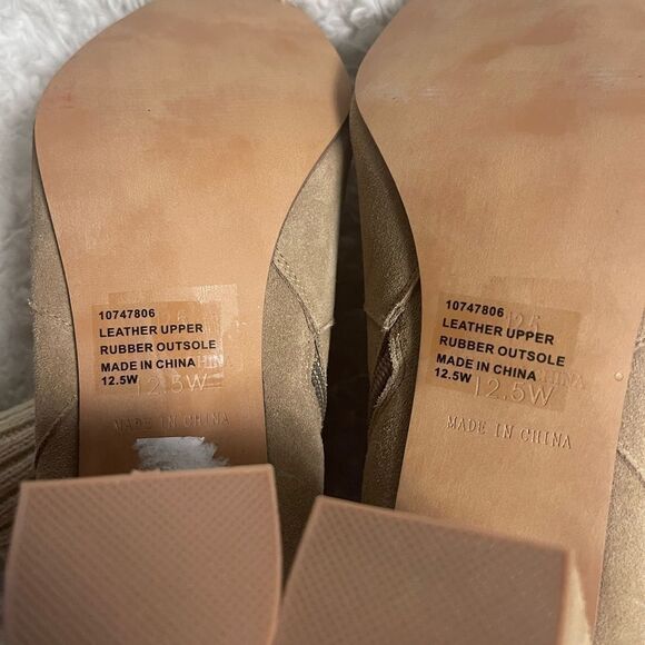 TORRID  leather Khaki Suede Cable Knit Top  ankle boots Block Heels SZ 12.5W - Picture 10 of 12